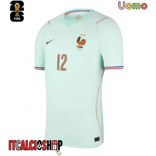 Francia Bradley Barcola #12 Seconda Maglia Mondiali 2026 Manica Corta